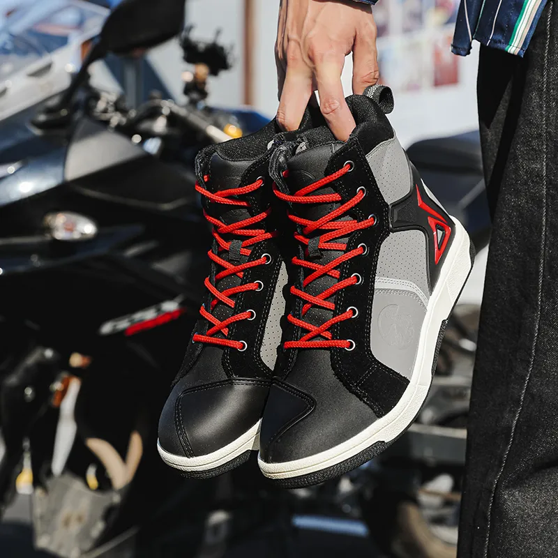 DHgate.com:Red Breathable Motocross Racing Boots: Anti-Slip