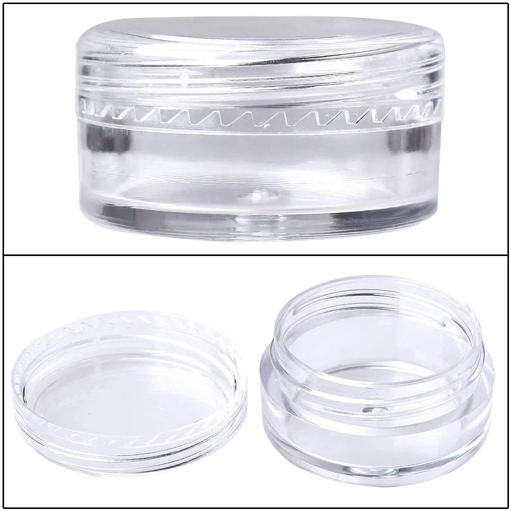 Plastic Travel Cosmetic Jars with Lids Clear Round Sample Containers 2g ...