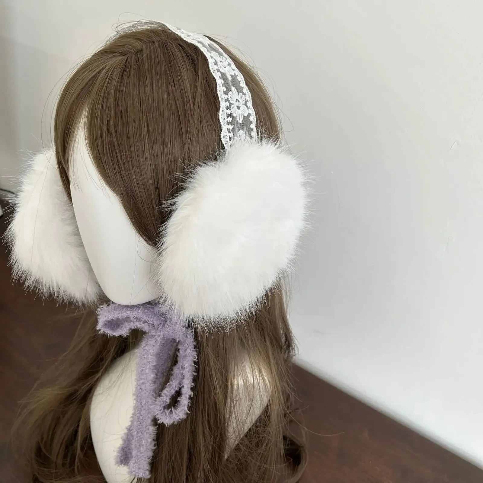 Lace Bow Earmuffs For Winter Warmth And Thick Womens Kawaii Japan