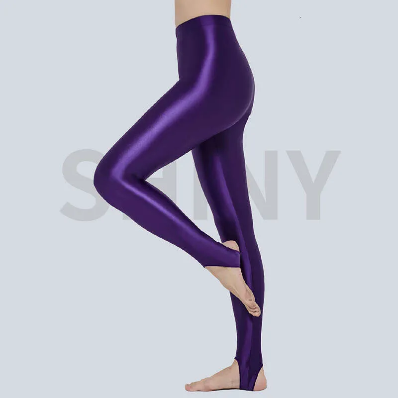 Glossy Satin Step-On Leggings: Smooth Yoga Pants for Women Men