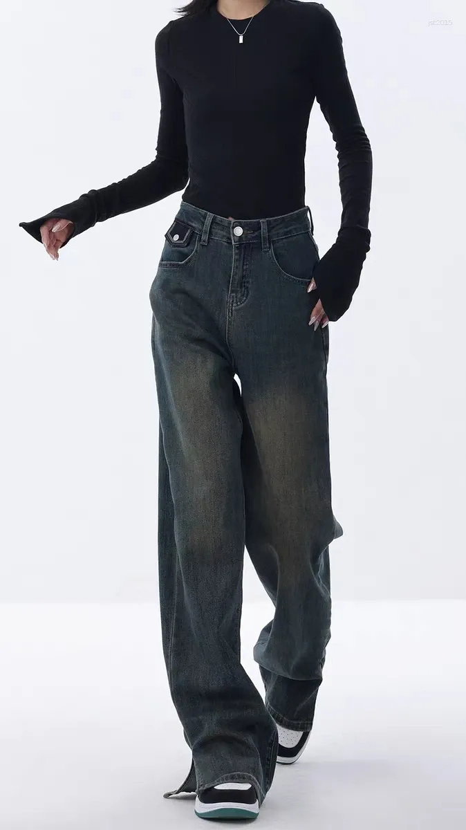 パンツ y2k DIESEL wide denim pants sideline HOXIJIA Women Low Rised Wide Leg Denim Pants Y2k Solid Baggy
