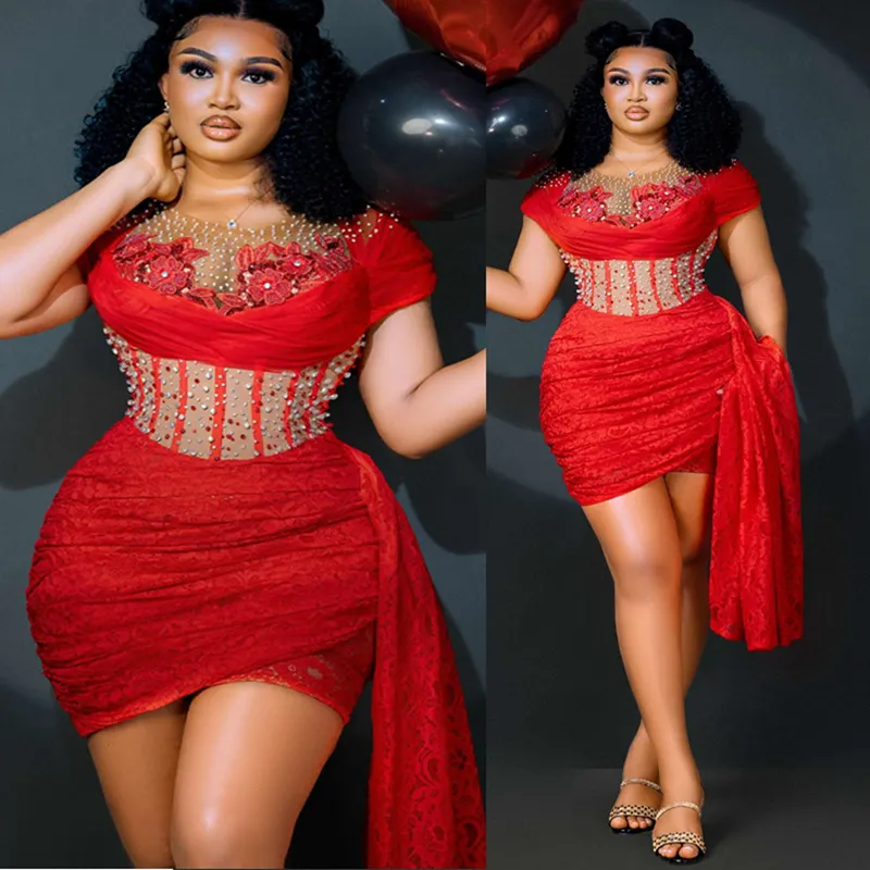 Shop Now: Plus Size Short Prom Dresses Elegant Red Cocktail Dress, Velvet  Best Seller!