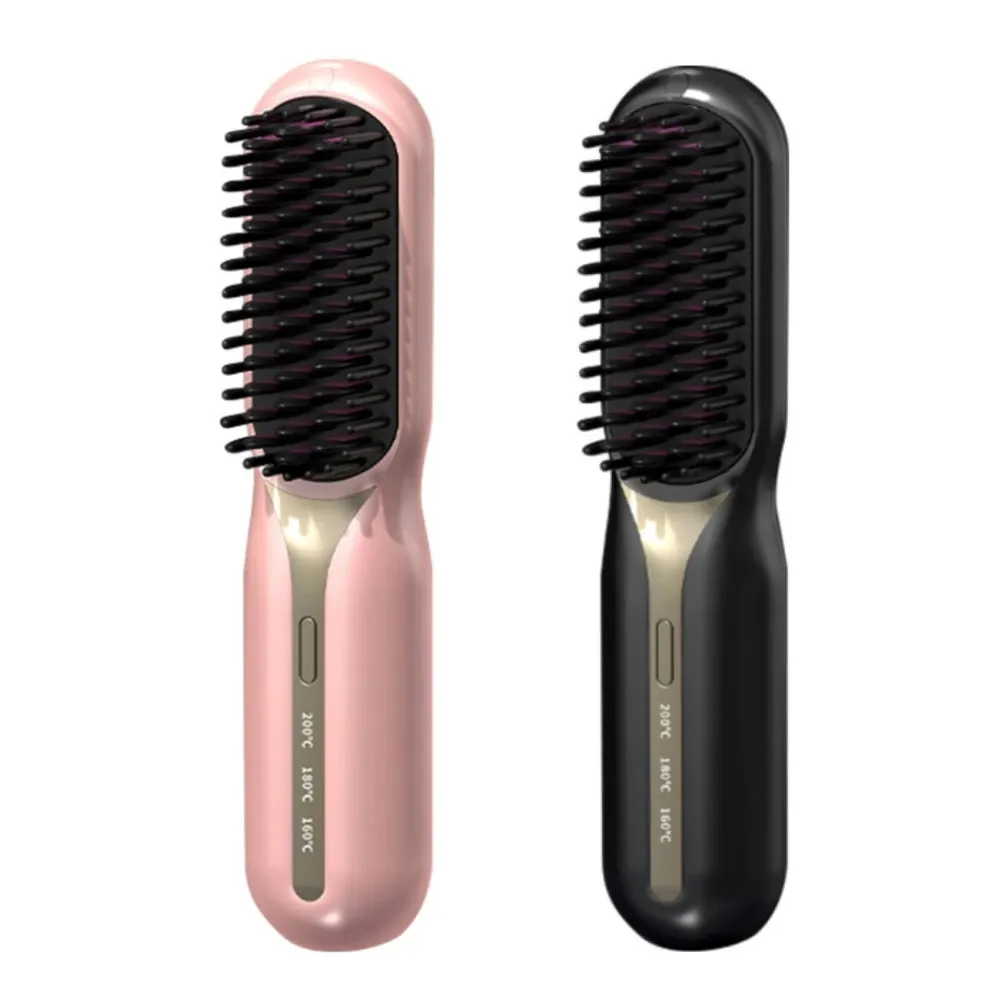 Professional Cordless Straightener Comb Portable Electric Hair Straightening Brush with Negative Ion Technology for Smooth Nourished Hair