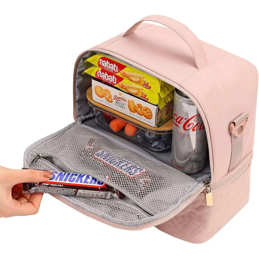 NISHEL Pink Insulated Lunch Cooler Travel Toiletry Bag With Dual Compartments Adjustable Shoulder Strap And Leakproof Design For Womens Work From Zhouxingxing9527 26.94 DHgate.Com