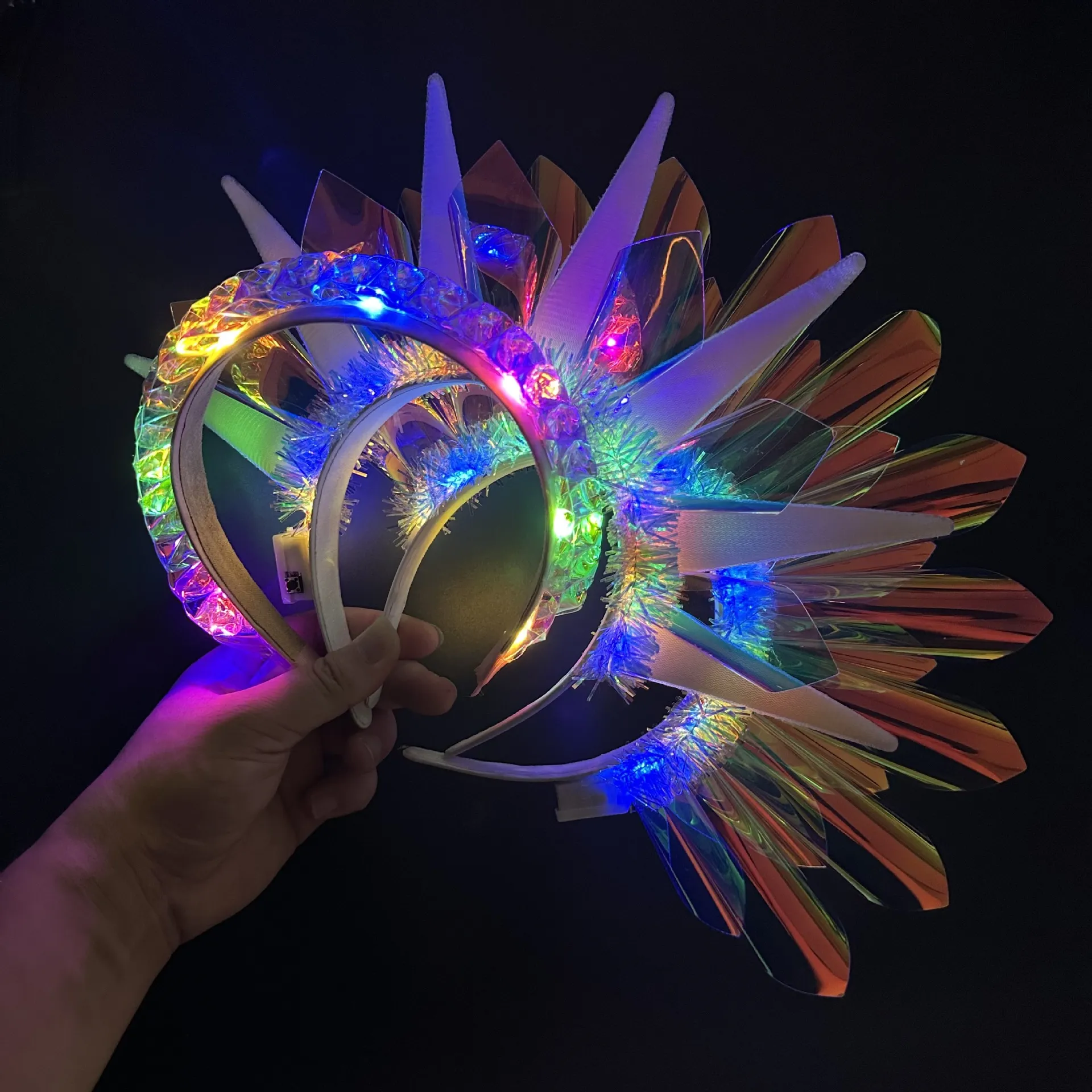 EAIRTS LightUp Headband Led Crown Headbands Glow Rave Headpiece Flashing Costume Amazon.com: CAKURE Light Up Headband Led Crown Headbands  main image 2