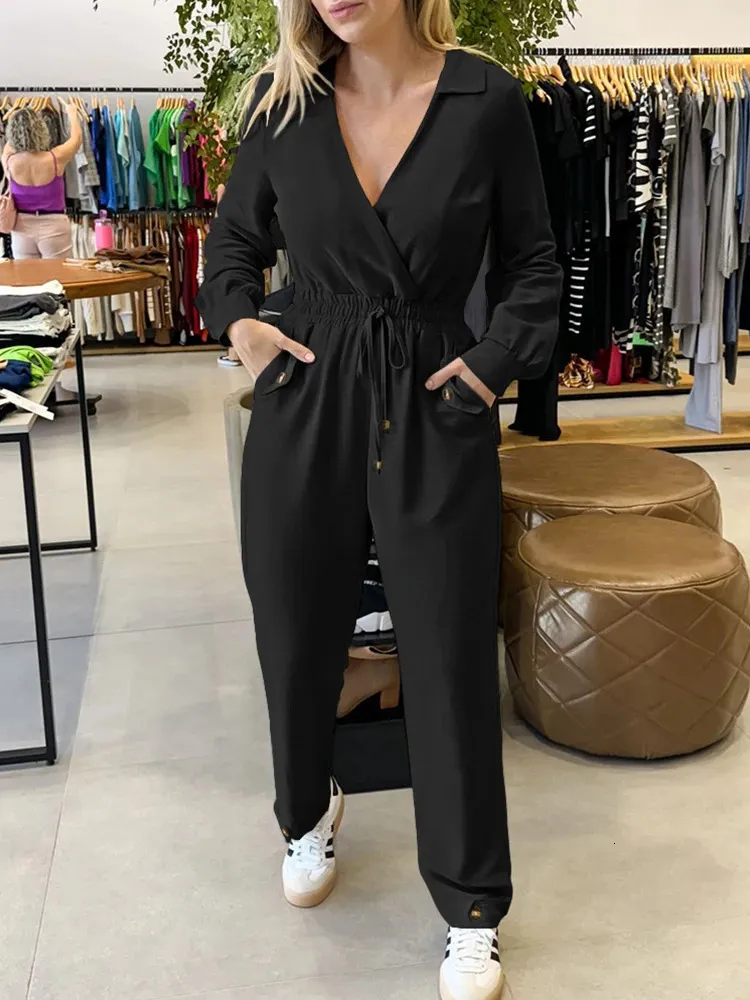 Lapel V-neck Collar Shirred Drawstring Waist Skinny Acetate Knit