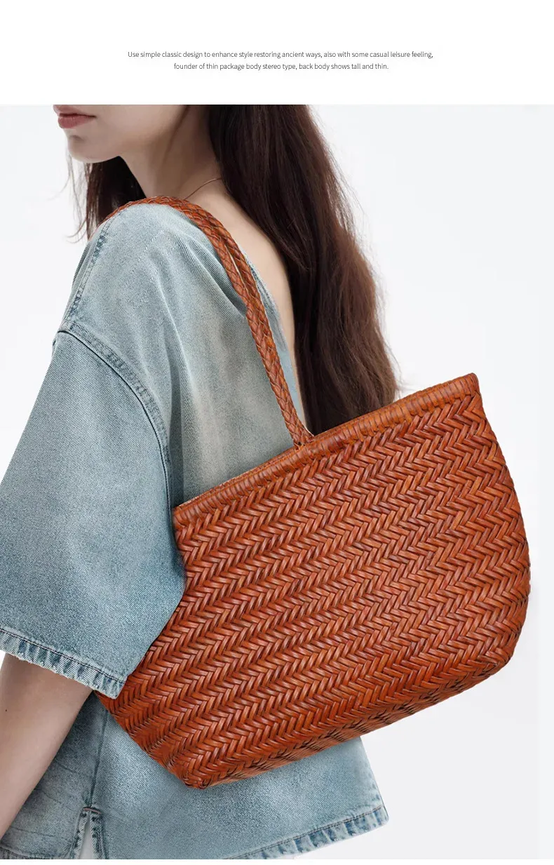 Woven Basket Handbag: Large Denim Shopping Bag for Women
