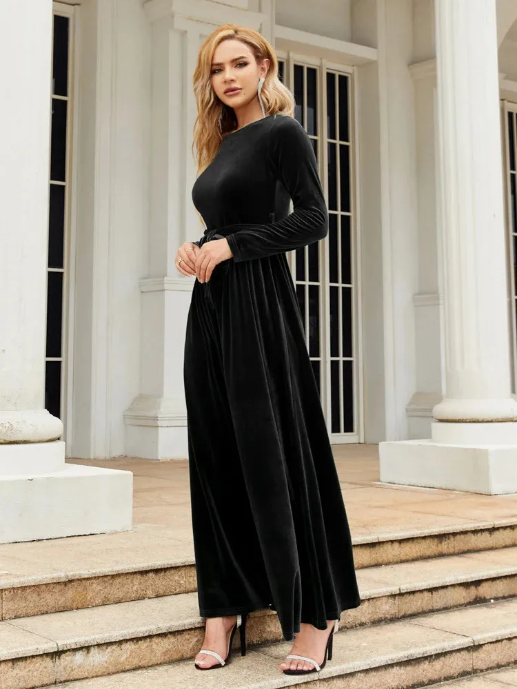long sleeve floor length formal dress Open back long sleeve gown main image 1