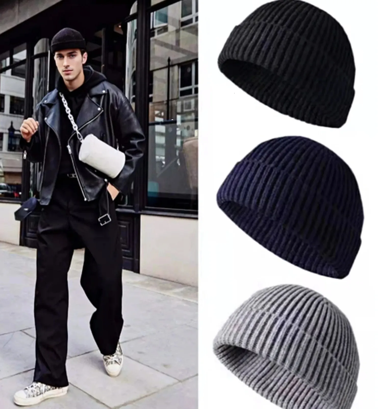 Warm Knitted Cuffed Beanie Hats Bulk Pack Unisex Winter Stretch Caps 6 Pack Long Cuffed Beanies Unisex Warm Stretch Acrylic  main image 2
