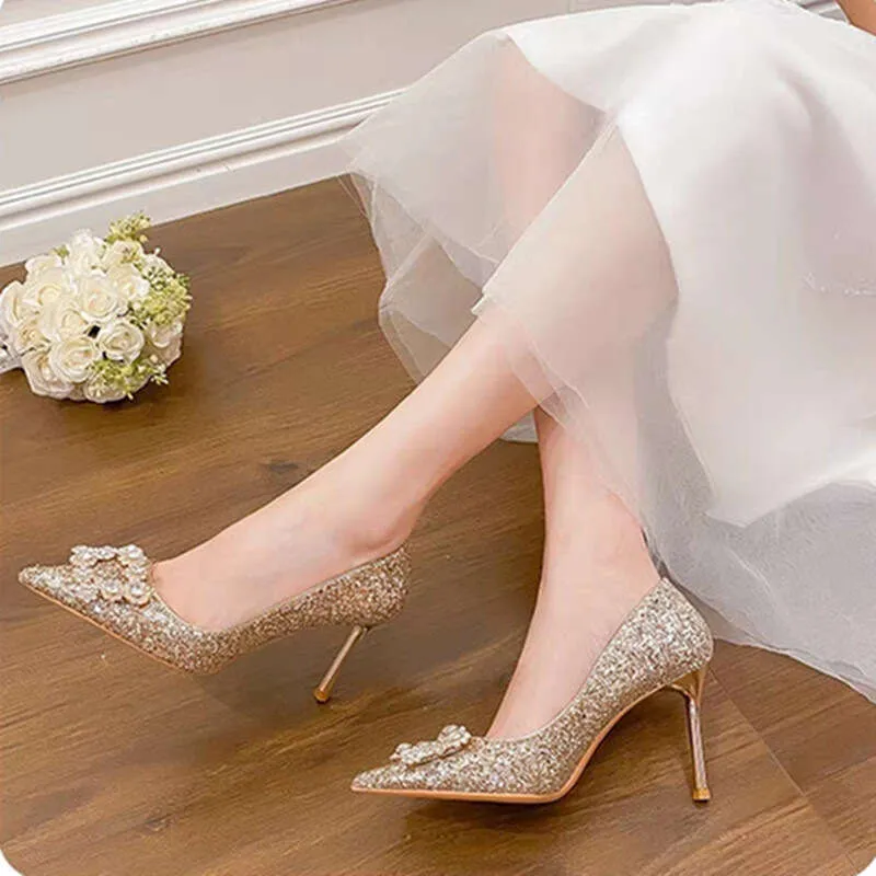 Champagne high heels sale