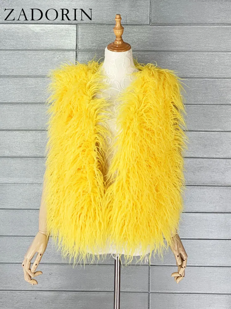 Colorful Faux Fur Vest: Warm Sleeveless Winter Jacket for Women