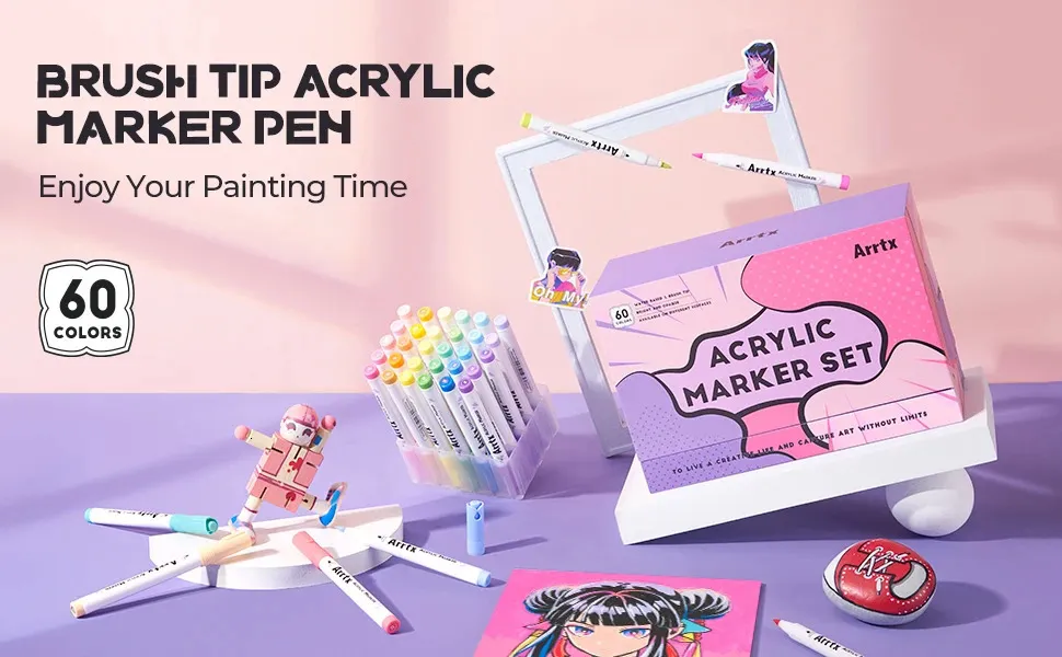 Arrtx Acrylic Paint Markers For Rocks, Canvas & Wood Brush Tip Paint Pens  For DIY Crafts From Dorothystore, $53.47 | DHgate.Com