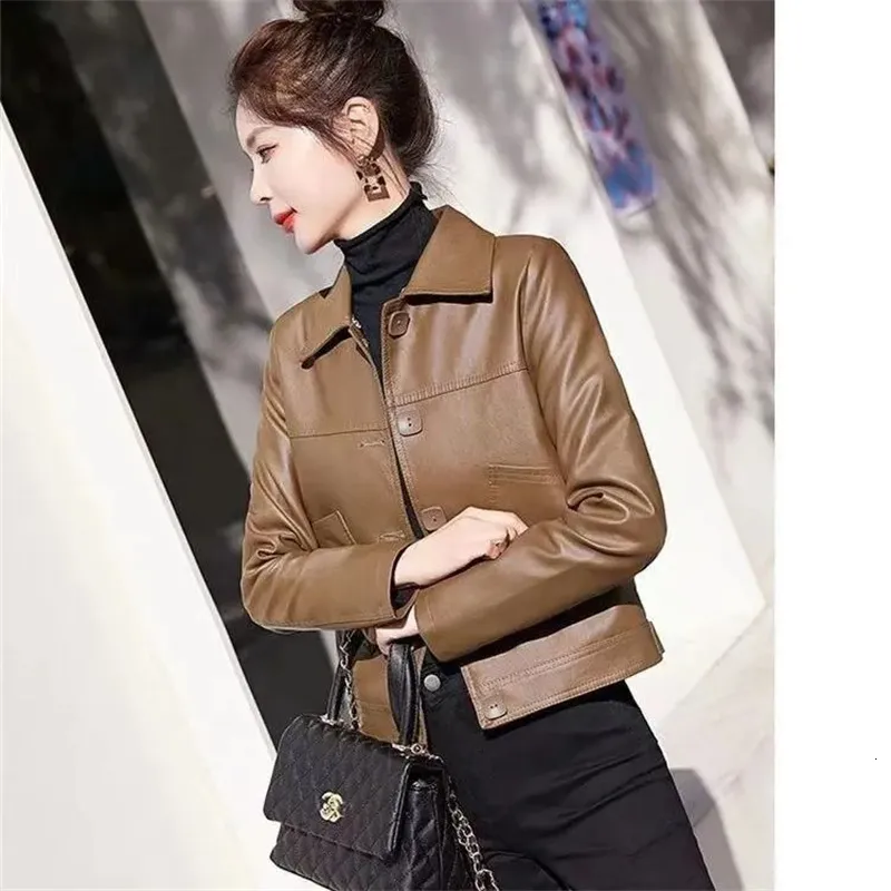 Autumn/Winter Fashion Leather trench coat - Short, Casual