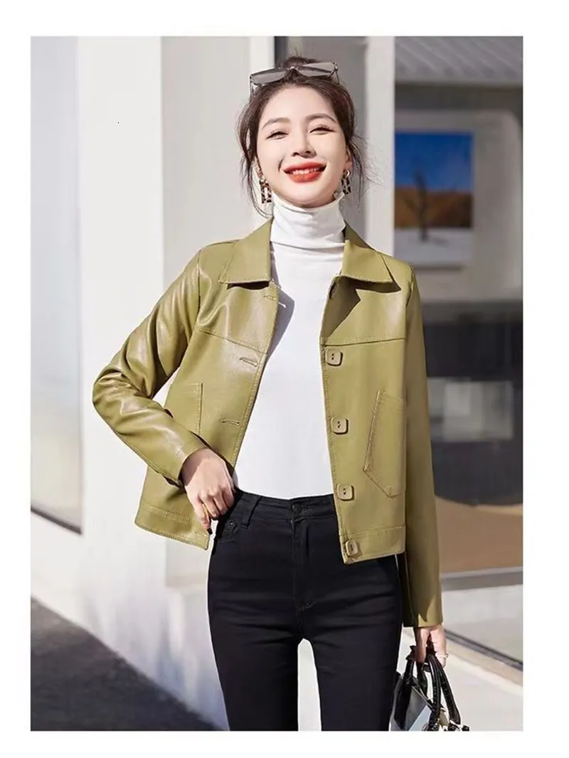Autumn/Winter Fashion Leather trench coat - Short, Casual Autumn/Winter Fashion Leather trench coat - Short, Casual