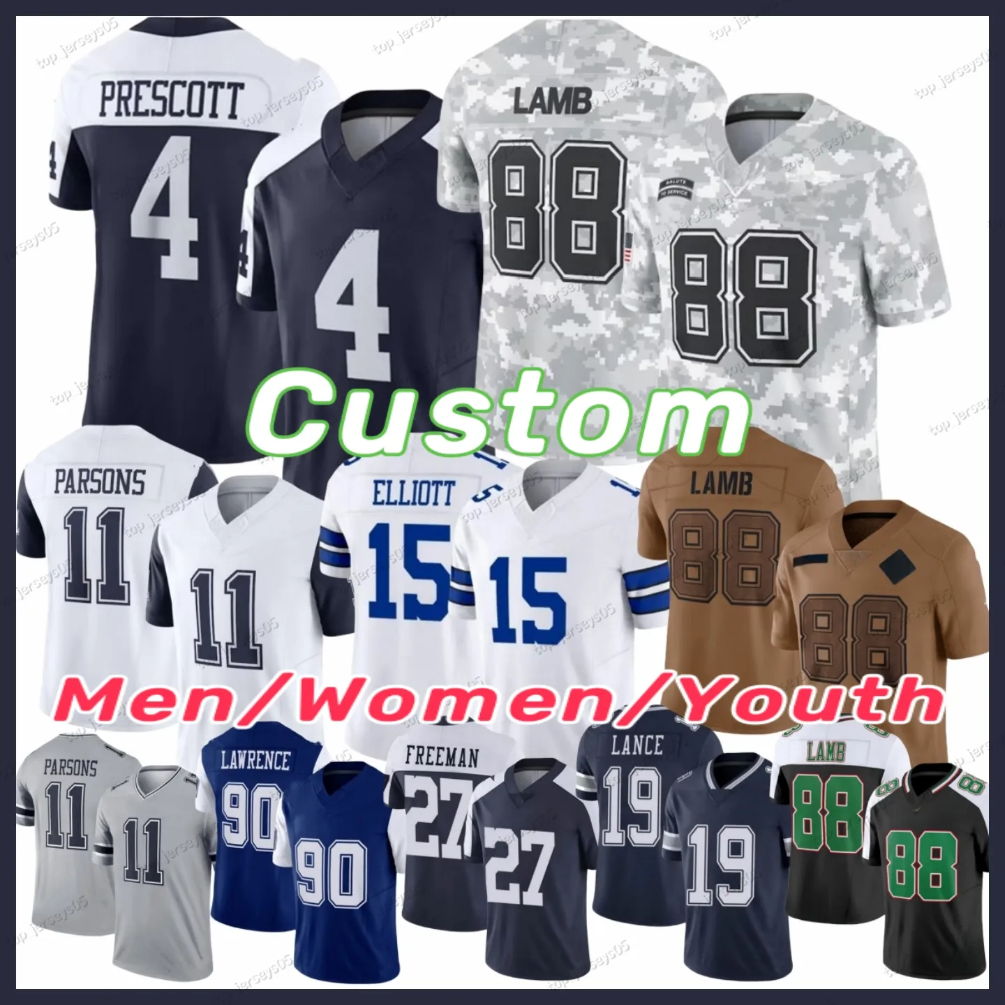 11 Micah Parsons Football Jersey CeeDee Lamb Dak Prescott Trevon