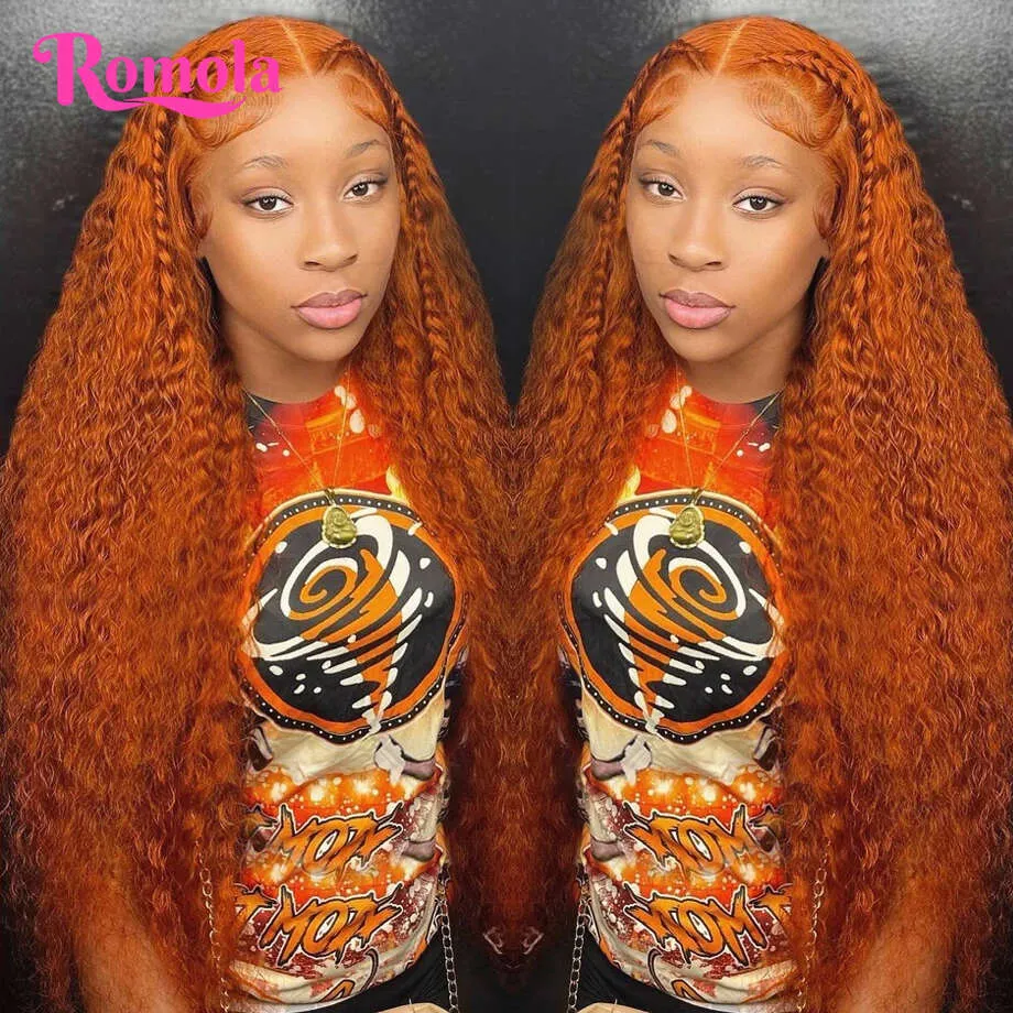 Orange Ginger 30 Inch Deep Wave Human Hair Wig with 13x4/13x6 HD