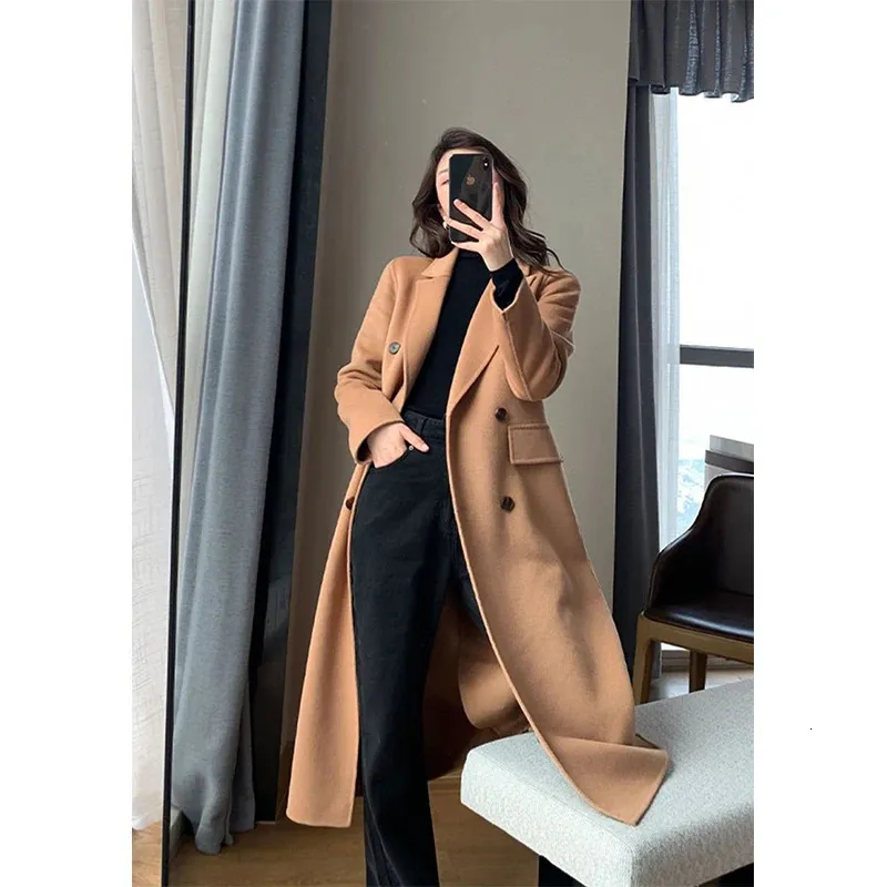 Plus Size Wool Trench Coat: Long Double Breasted Winter