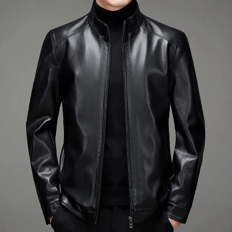 Men's Autumn/Winter Motorcycle Leather Jacket - Lapel Collar, Ultra-Thin, Fashionable, M-7XL Men's Autumn/Winter Motorcycle Leather Jacket - Lapel Collar, Ultra-Thin, Fashionable, M-7XL