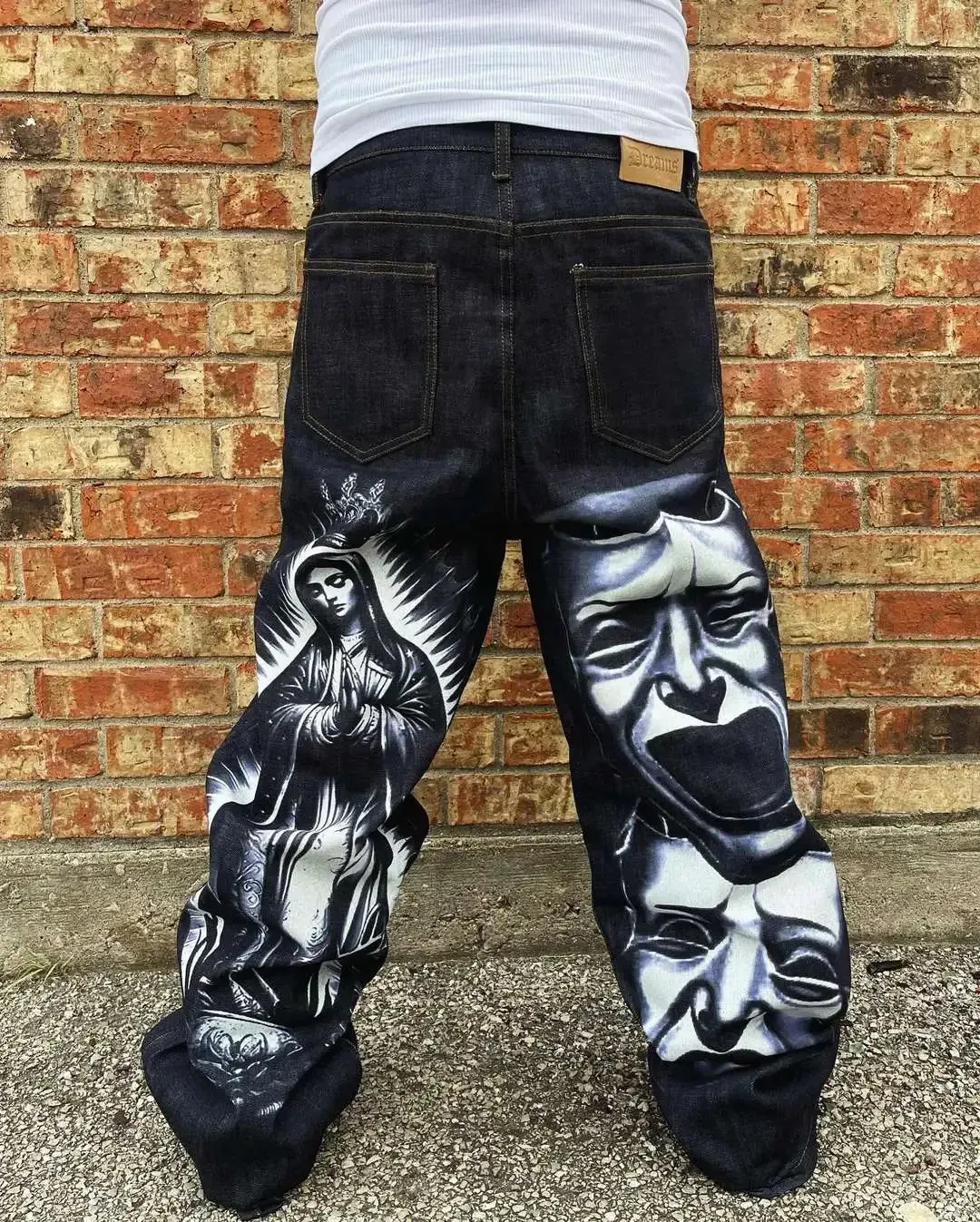 DHgate.com:Retro Hiphop Wide Leg Jeans - Y2K Gothic