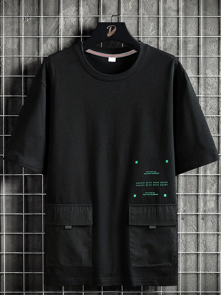 Oversized Pocket T Shirt Summer Streetwear Cotton Tee For