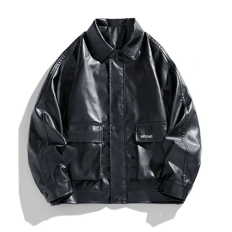 Fashion PU Leather Large Lapel Loose Jacket Fashion PU Leather Large Lapel Loose Jacket
