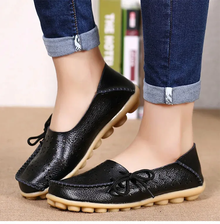 Flat shoes for women breathable leather loafers casual slip  display picture 3