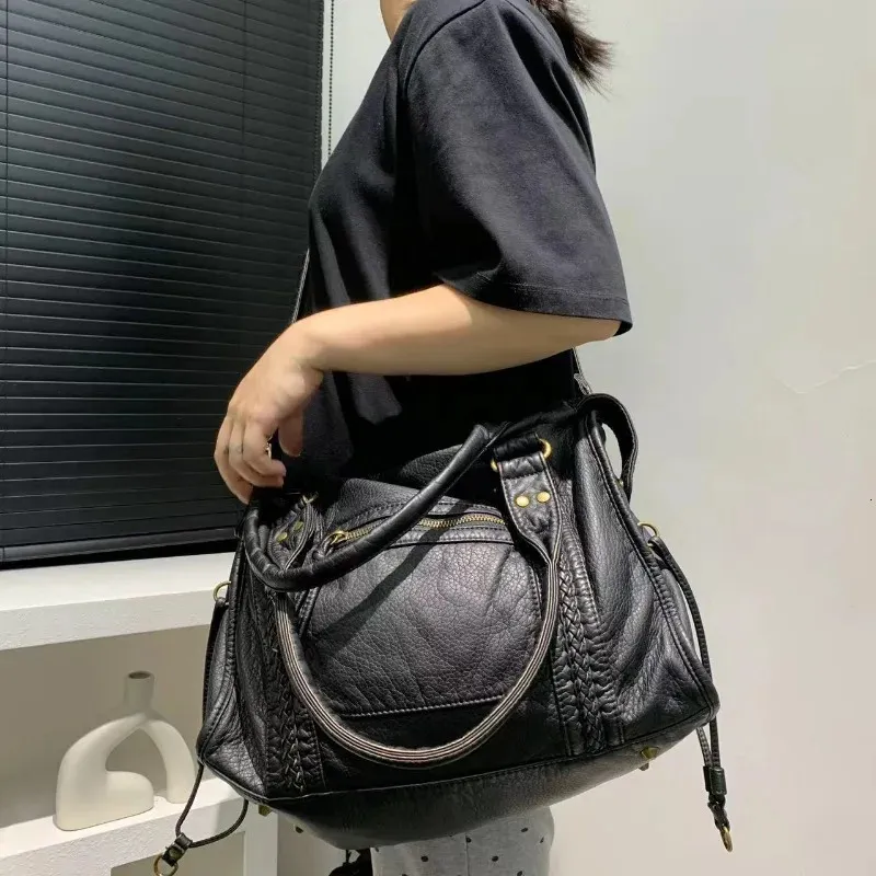 Retro Washed Soft Leather women's designer handbags for