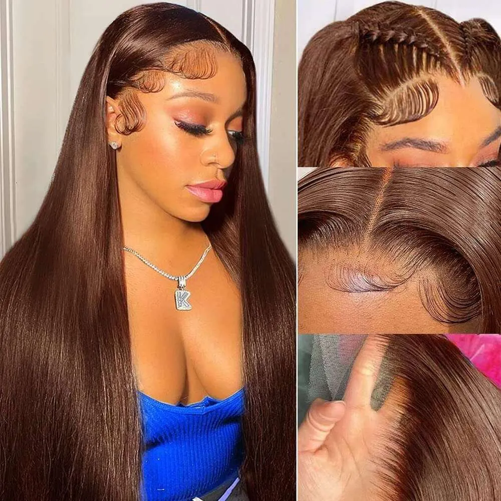 Brown Straight Front 13X4 Frontal For Women Preplucked 360 Lace Wig Colored Human Hair Wigs On Sale Clearance