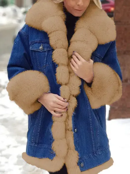 240924 Womens Warm Thick Denim Jacket Full Sleeve... From 