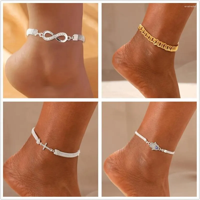 Initial Anklet Bracelet for Women Gold Cuban Infinity Anklet Beach Bohemia Jewelry