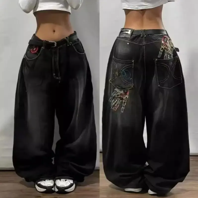 Retro Wide Leg Jeans: American Style Y2K Hip Hop Fashion
