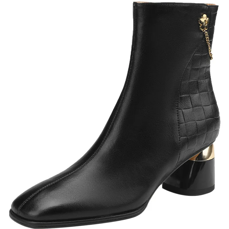 Damen Stiefeletten Mit Blockabsatz Stylische Modische Boots_voghion.com
