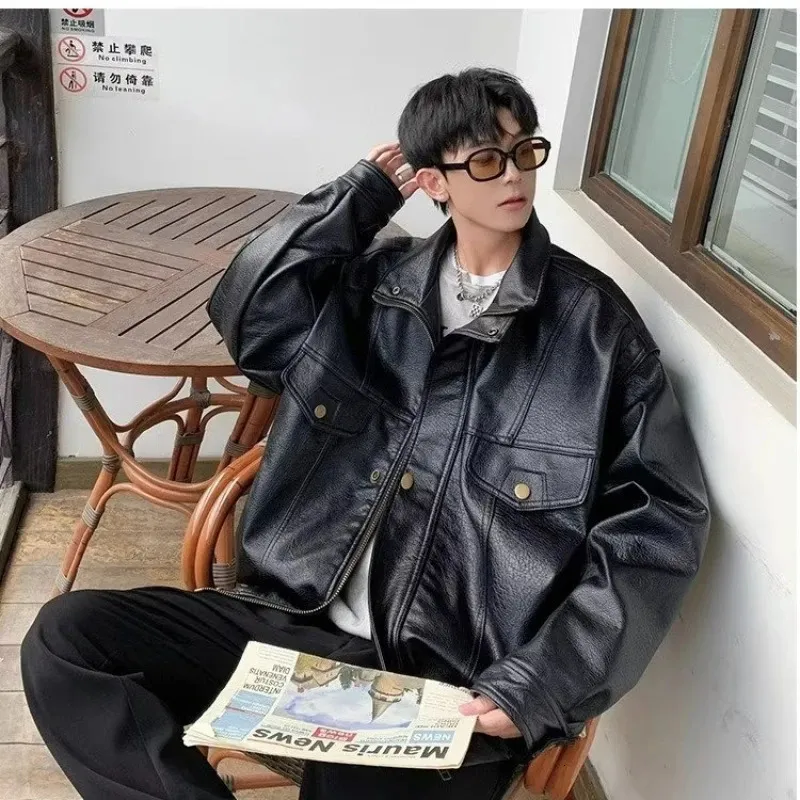 Mens Retro Motorcycle Bomber Jacket - Soft Japanese