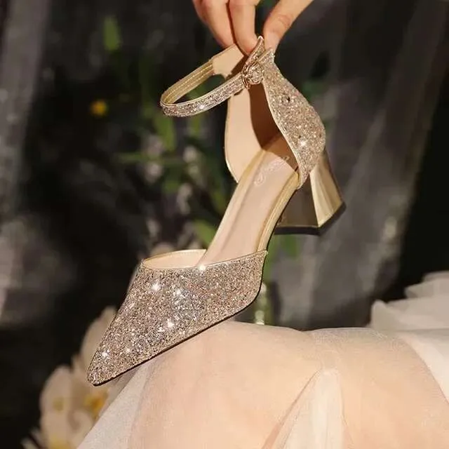 Gold Sier Sequins Womens Dress Shoes Genuine Leather Round Toe Buckle Strap  Rubber Outsole from Dhgate Dress Shoes - price 50.16