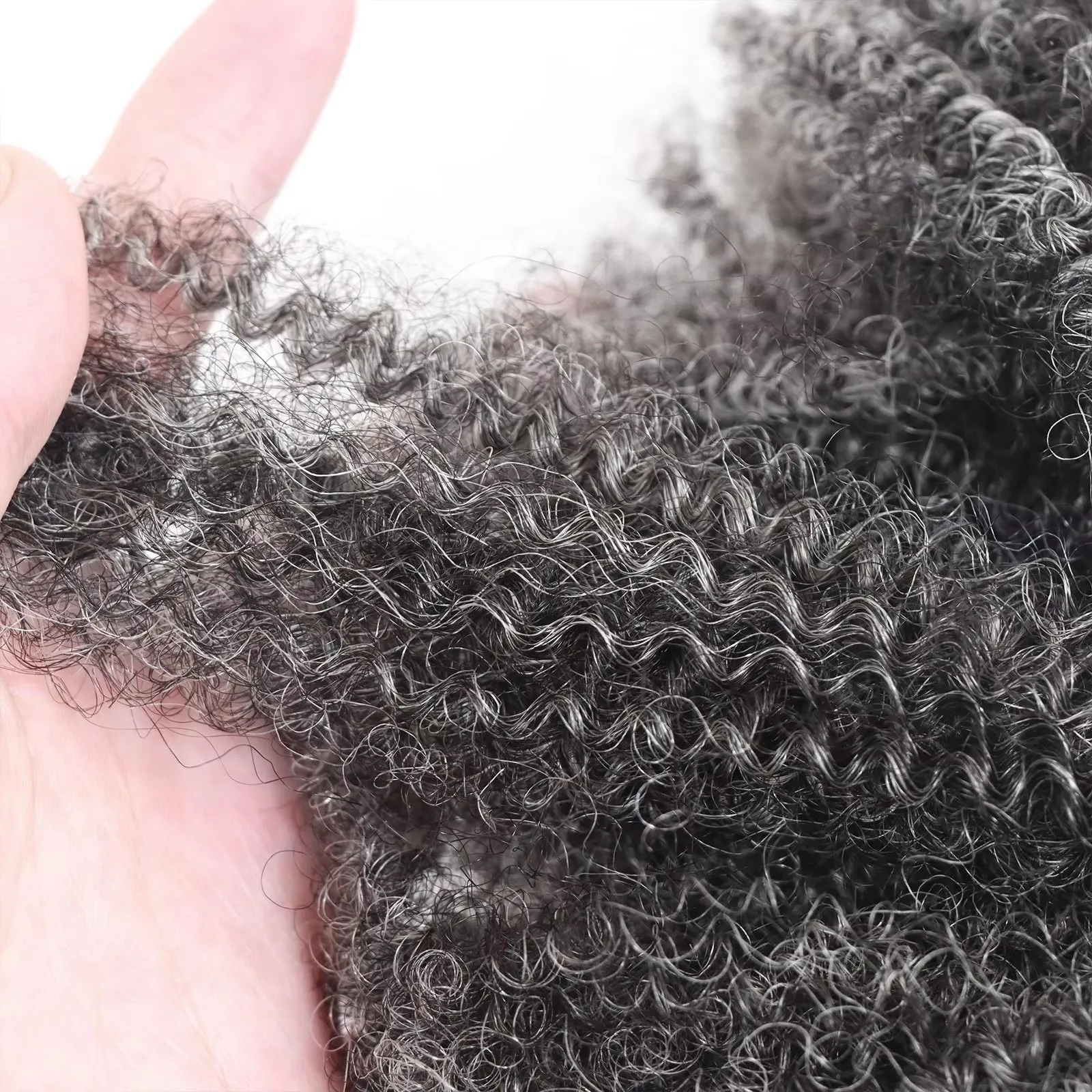 20 Inch 4C Kinky Curly Human Hair Bundles for Mini Twist Braiding Extensions 20 inch Silver/gray afro kinky curly human hair braiding  main image 2