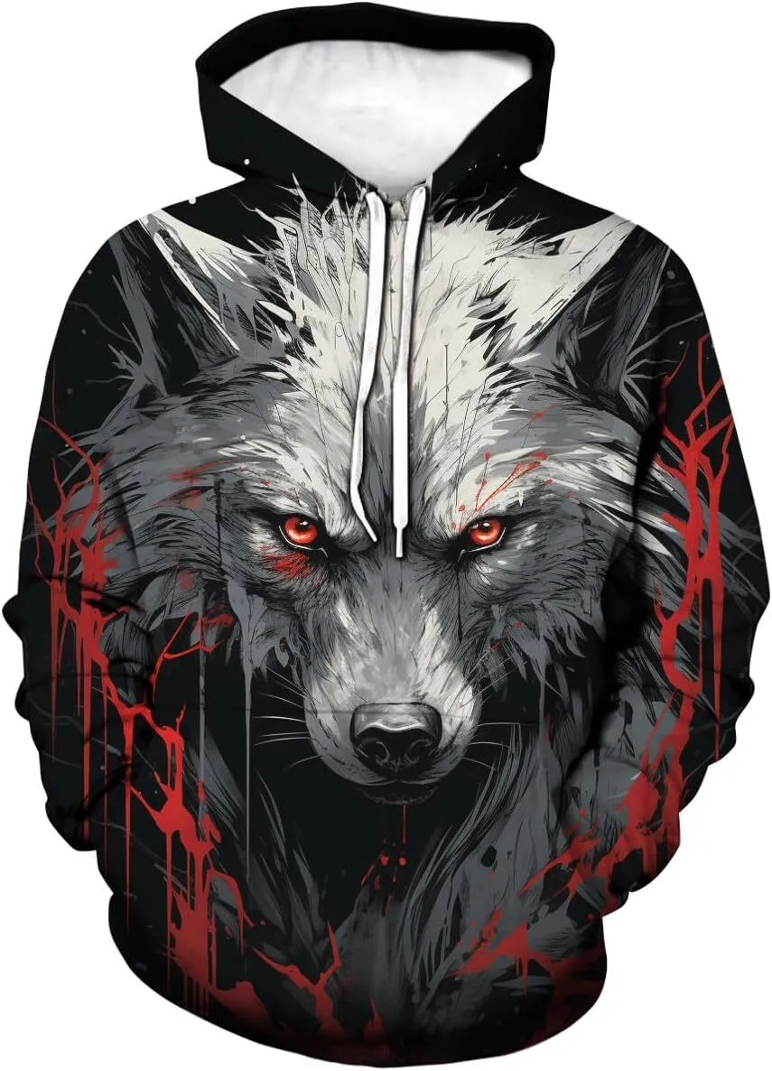GLUDEAR Men’s 3D Printed Wolf Hoodie – Full Zip Pullover With Realistic Graphic, Sizes XS-5XL - View #12