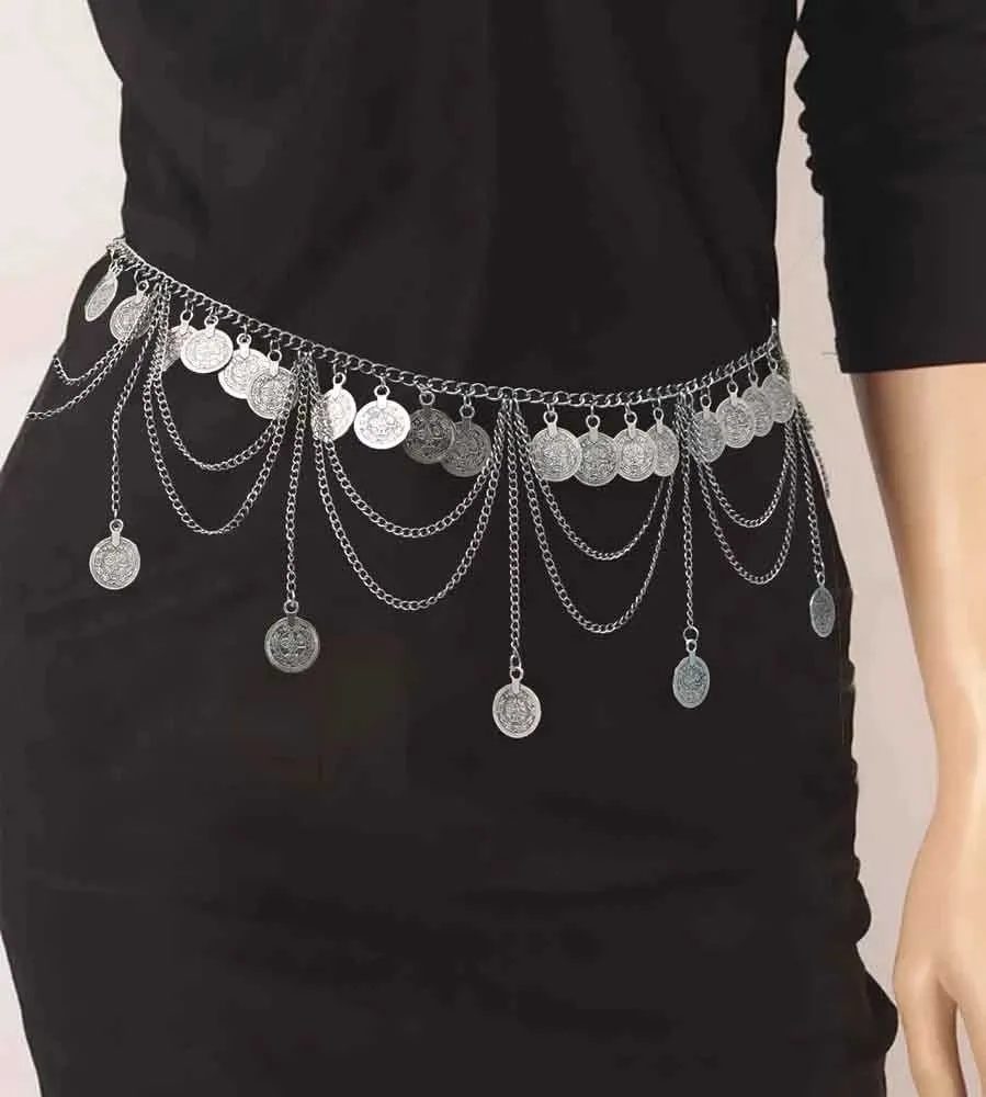 Gypsy Tribe Gold Metal Coin Tassel Waist Chain Retro Belly  display picture 2