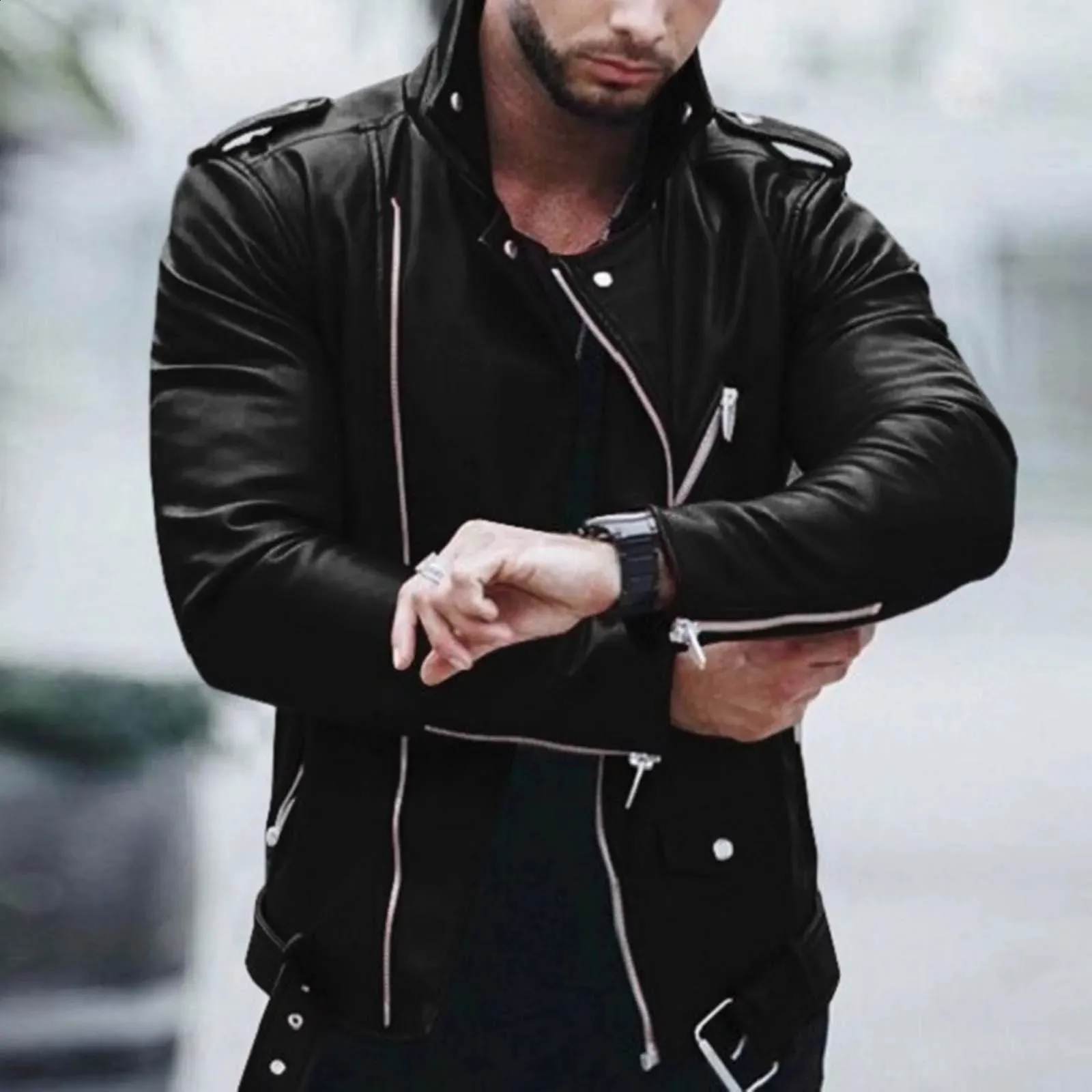 Chaqueta Para Hombres De Cuero Para Hombres: Gran Tamaño, Otoño