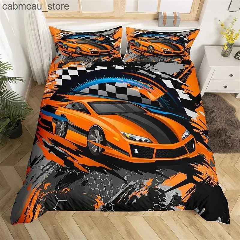 Racing Car Christmas Double Duvet Set For Kids Microfiber Quilt Cover Twin Quilted Cover For Boys Cool Speed Automobile Honeycomb Bumper L240910 From Cabmcau 3.61 DHgate.Com