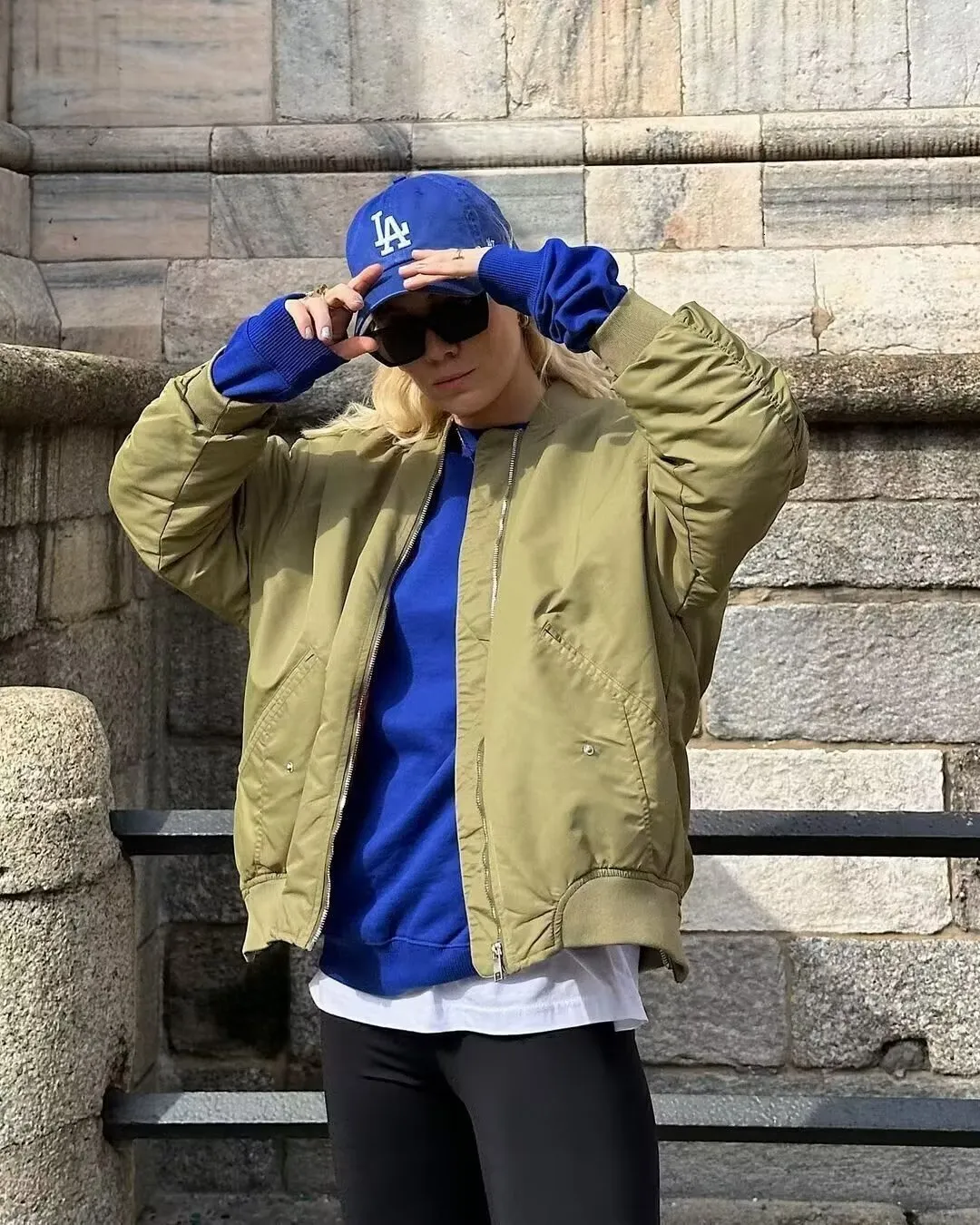 Womens Casual Round Neck Oversized Bomber Jacket with