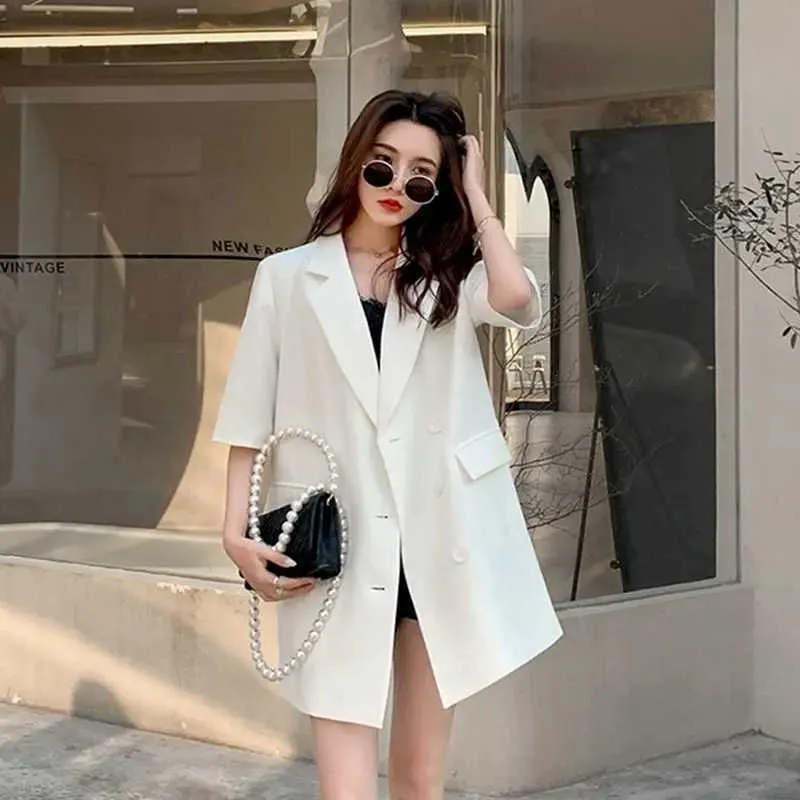 Womens Oversized Short Sleeve Blazer Loose Fit, Casual Summer