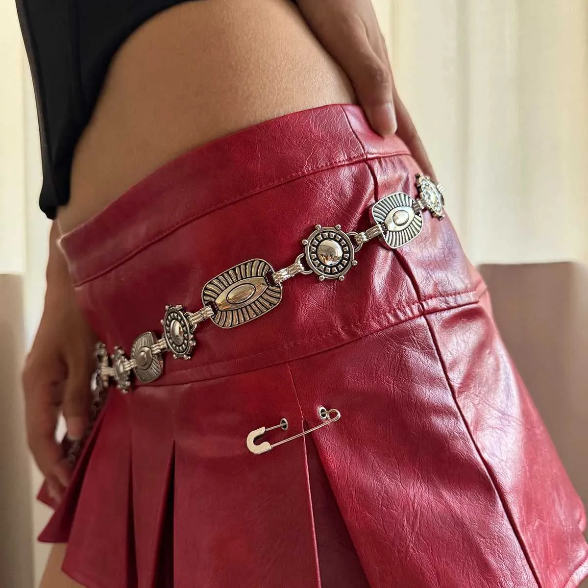 Retro Gold Chain Belt for Womens Waist Y2k Silver Dress Belt Design Belt for Womens High-Quality Adjustable Punk Tight Corset W240930