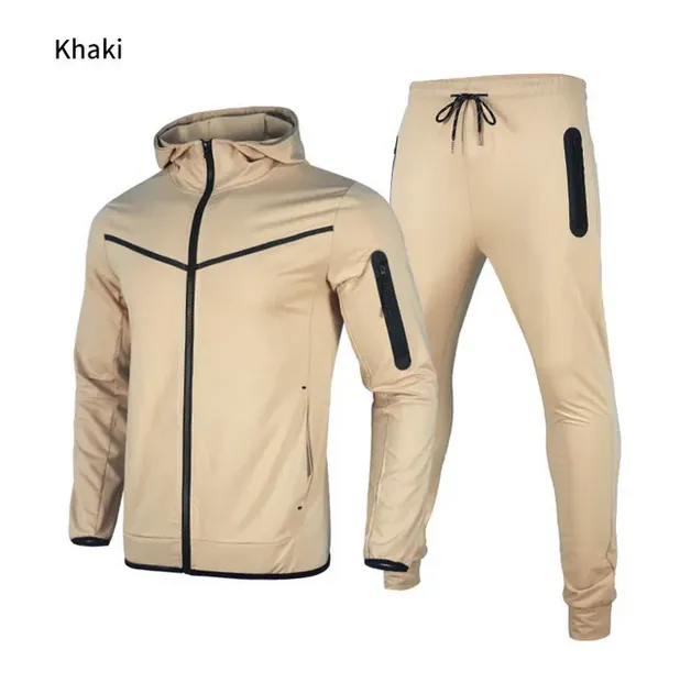 DHgate Mens Tracksuit Set Zip Hoodie Sweatpants Sportwear for Running Gym Casual Wear Apparel