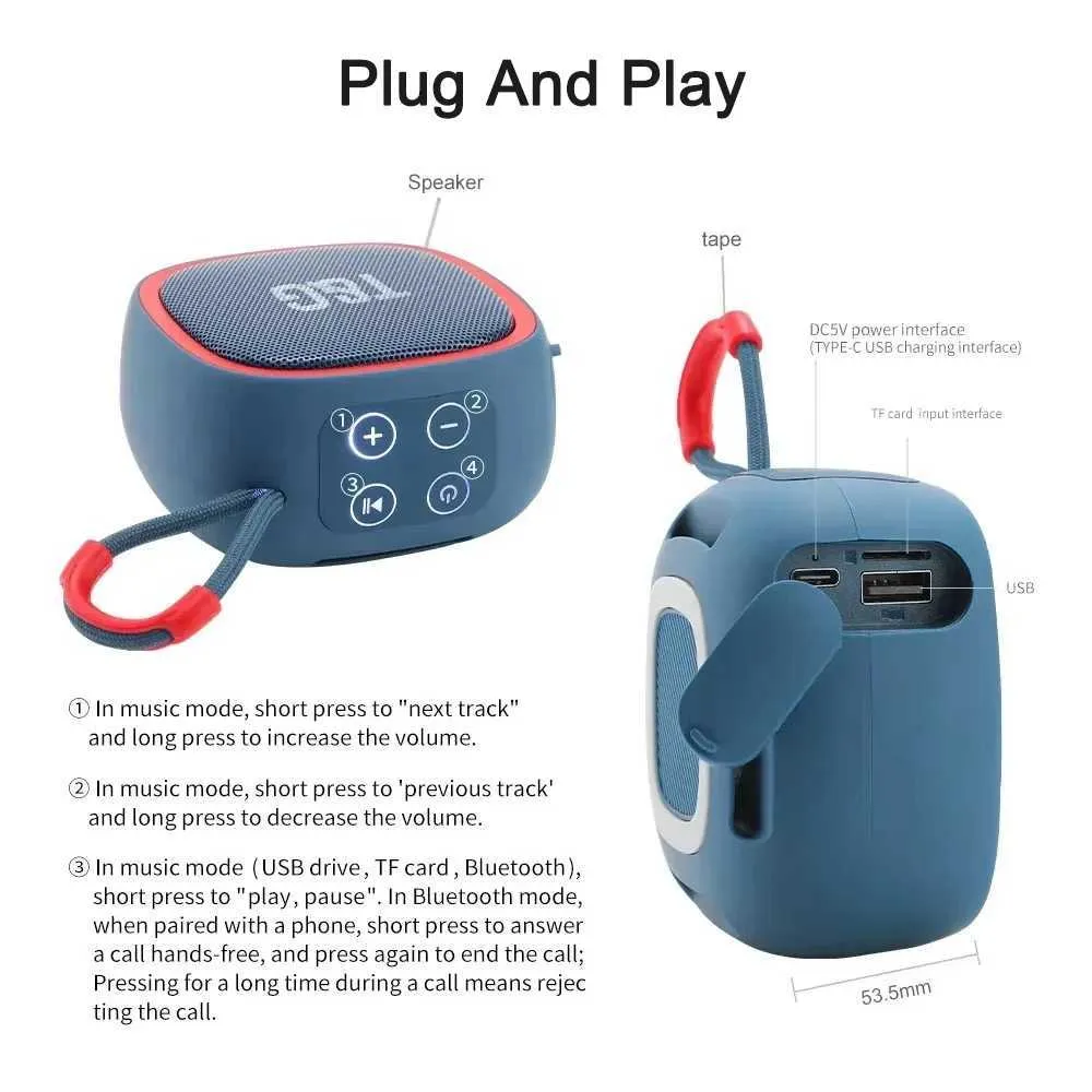 Portable Bluetooth Speaker with TF Card Support, Wireless Stereo Sound ...