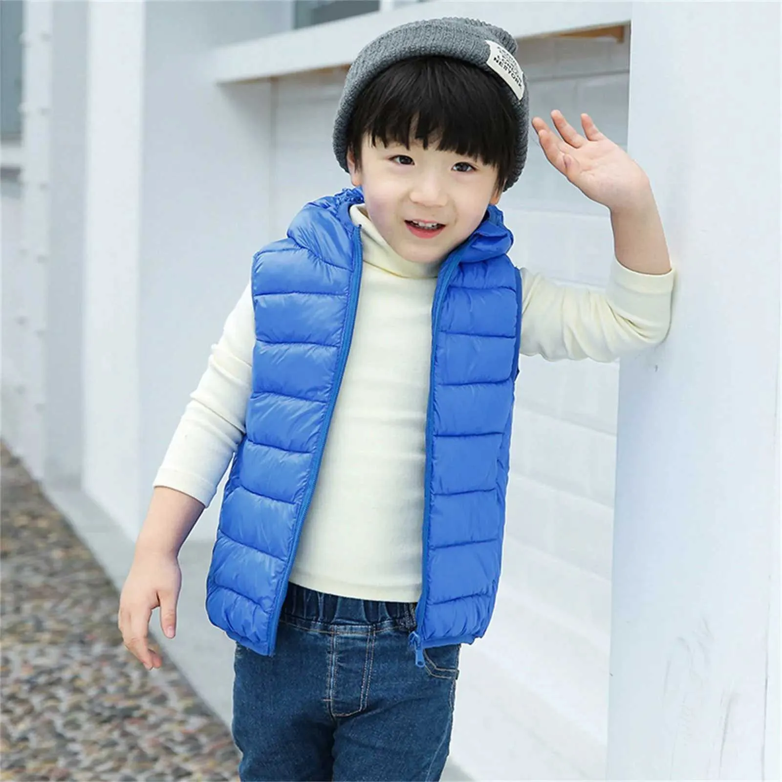 Toddler Baby Down Jackets Vest Boys Girls Kids Solid Color Hoodie Winter Coats Outerwear Top Warm (Black, 18-24 Months
