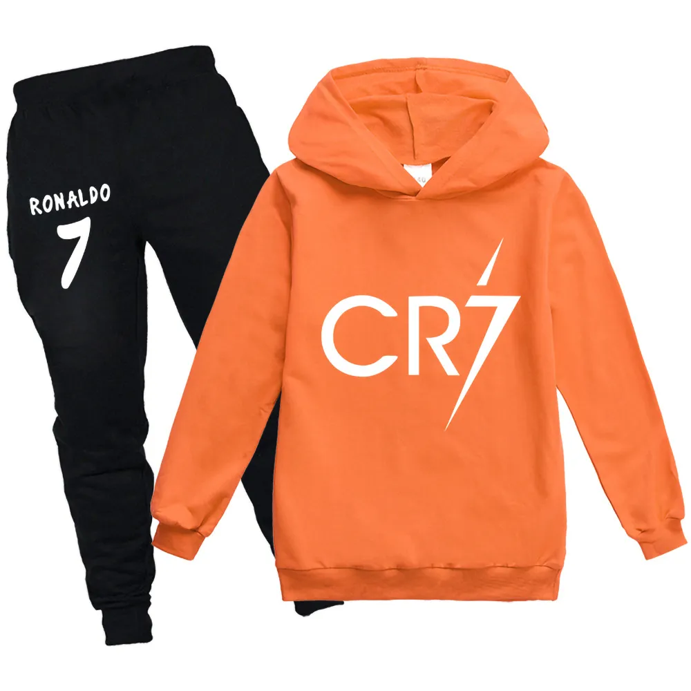 Clothing Sets Cr7 Ronaldo Kids Hoodies 2Pcs Set Tracksuit Children Unsex Casual Hooded Sweatshirt 010