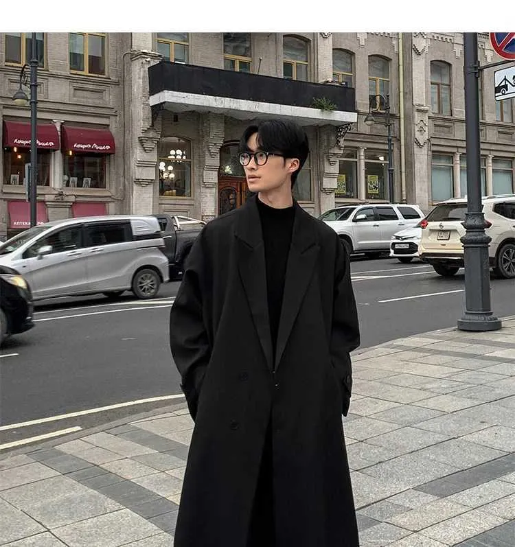 ジャケット・アウター LONG TRENCH COAT/Hype Men Hooded Long Trench Coats Loose Zip Up Open Front Tops Jacket