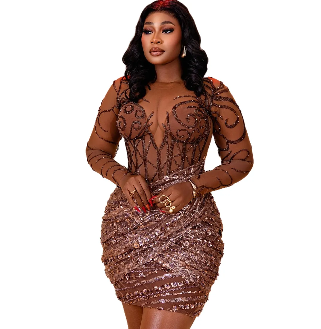 Elegante Abito Da Cocktail A Guaina Perline Occasioni Speciali