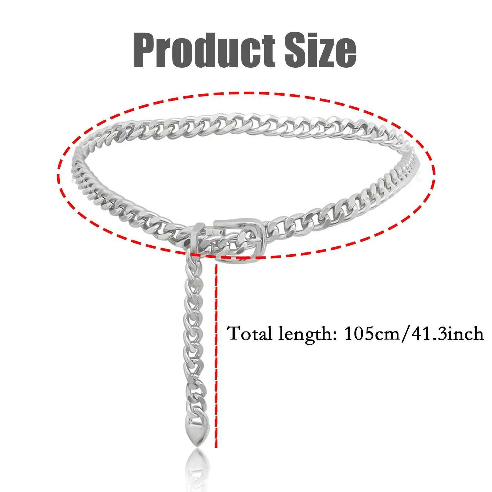 Adjustable Metal Waist Chain Belt for Women - Silver Dress 