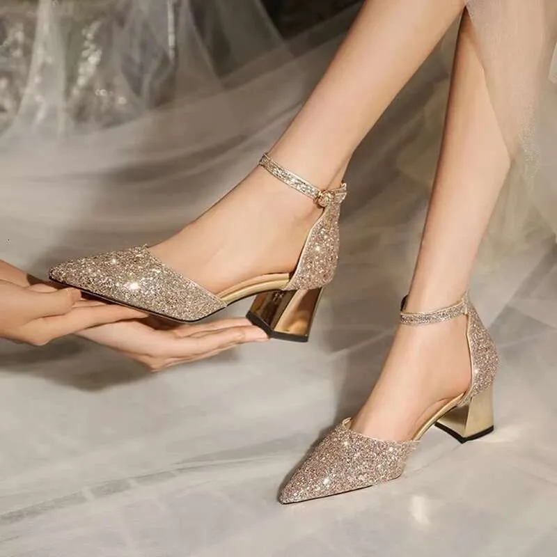 Gold Sier Sequins Womens Dress Shoes Genuine Leather Round Toe Buckle Strap  Rubber Outsole from Dhgate Dress Shoes - price 50.16